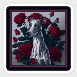 Whippet red roses 2 Sticker